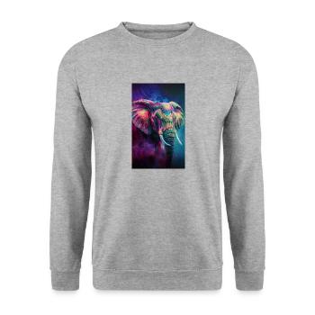 Elefanten Portrait - Unisex Pullover - Weißgrau meliert - Vorne - Alina (178cm) & Michal (187cm)