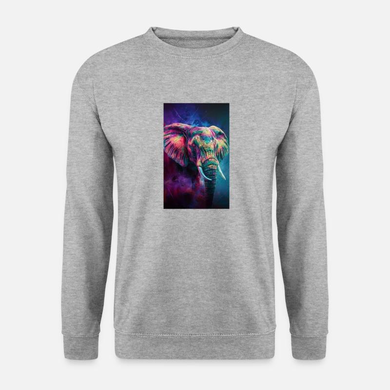 Elefanten Portrait - Unisex Pullover - Weißgrau meliert