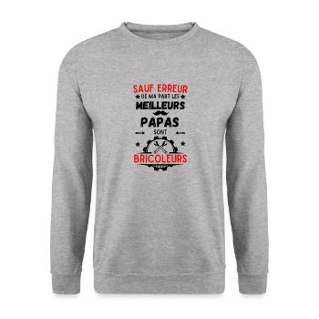 BRICOLEUR MEILLEUR PAPA - Sweat-shirt Unisexe - gris chiné - Devant - Alina (178cm) & Michal (187cm)