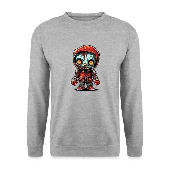 Poupée d’horreur / Halloween / Effrayant / Sombre - Sweat-shirt Unisexe - gris chiné - Devant - Alina (178cm) & Michal (187cm)