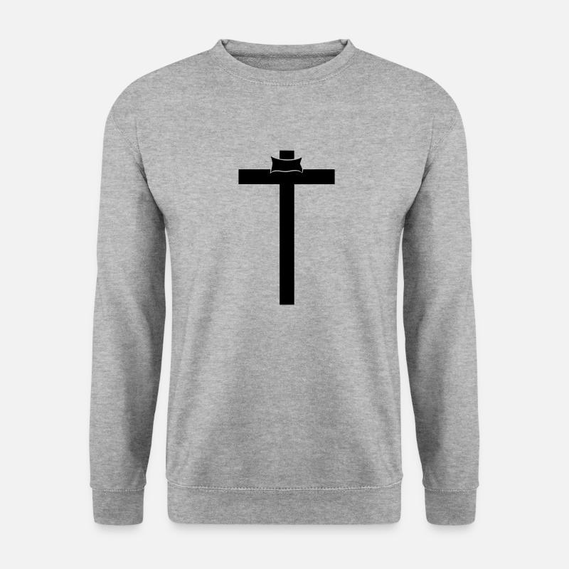Kreuz Jesu - Unisex Pullover - Weißgrau meliert