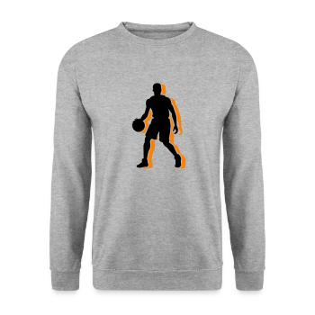 Basketballer Symbol Basketball Spieler Mann - Unisex Pullover - Weißgrau meliert - Vorne - Alina (178cm) & Michal (187cm)
