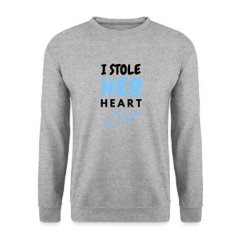 I stole her heart - Unisex Pullover - Weißgrau meliert - Vorne - Alina (178cm) & Michal (187cm)