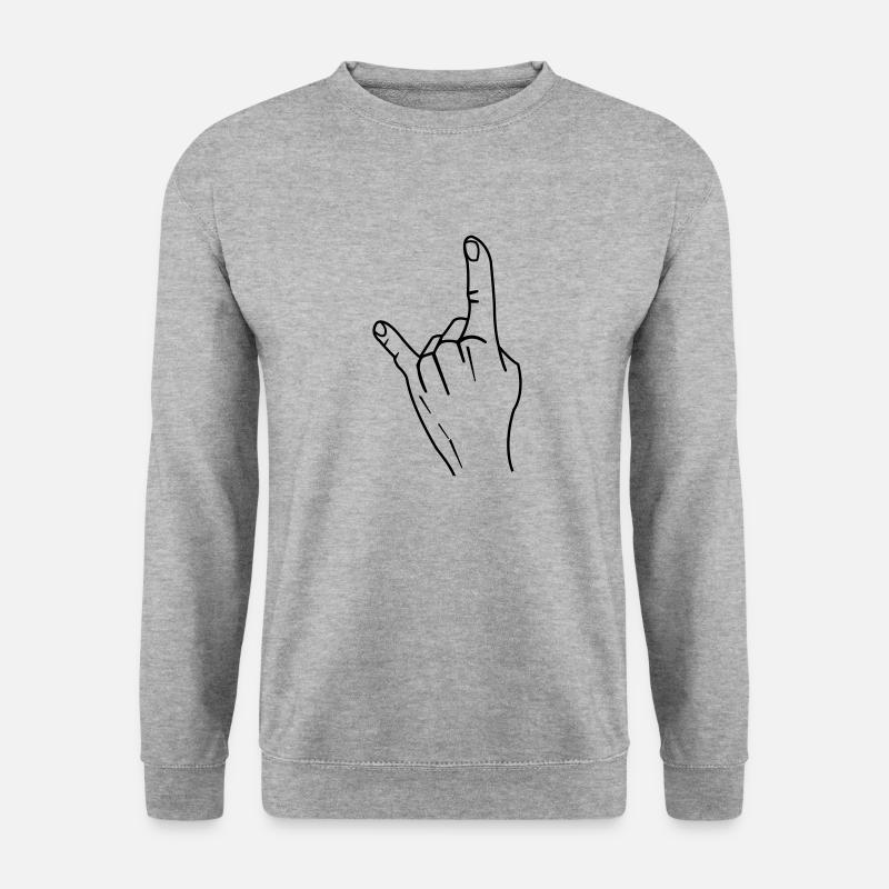 rock hand - Unisex Pullover - Weißgrau meliert