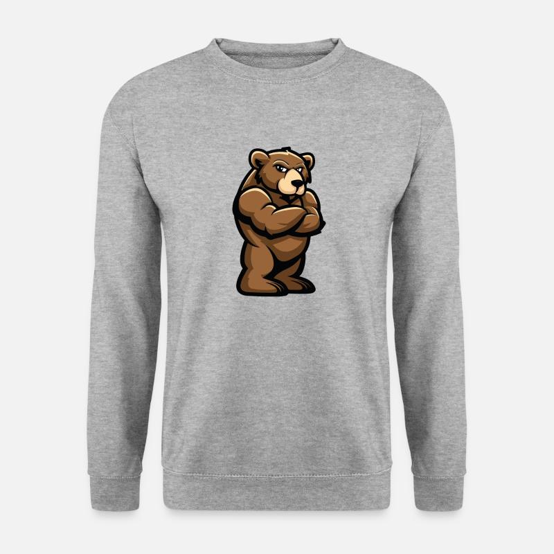Bär Grizzlybär Braunbär - Unisex Pullover - Weißgrau meliert
