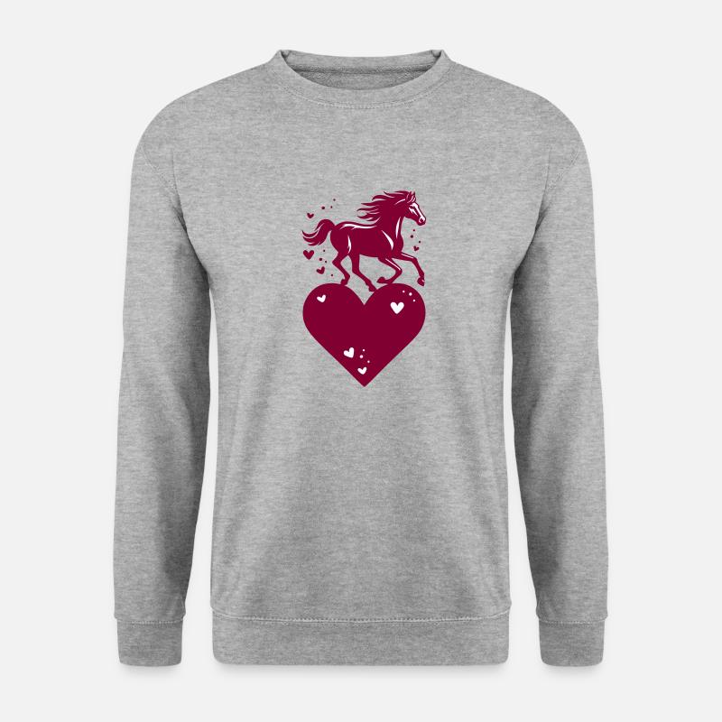 Pferde Herz Rahmen Motiv - Unisex Pullover - Weißgrau meliert