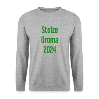 Fière arrière-grand-mère 2024 - Sweat-shirt Unisexe - gris chiné - Devant - Alina (178cm) & Michal (187cm)