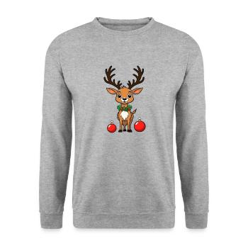 Sweet reindeer for Christmas Rudolf with baubles - Unisex Sweatshirt - salt & pepper - Front - Alina (178cm) & Michal (187cm)