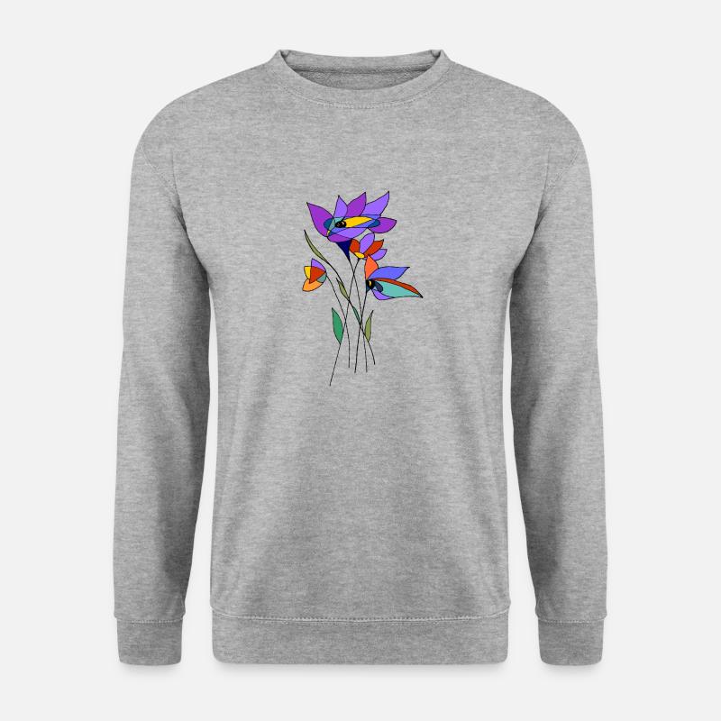 Blumen - Unisex Pullover - Weißgrau meliert