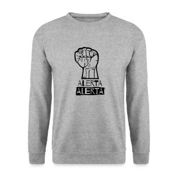 Faust Hoch Alerta Antifaschistisch Antifa 161 - 02 - Unisex Pullover - Weißgrau meliert - Vorne - Alina (178cm) & Michal (187cm)