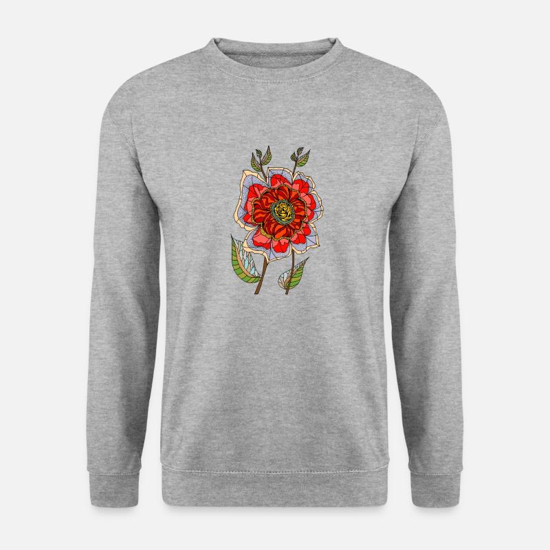 Blume - Unisex Pullover - Weißgrau meliert