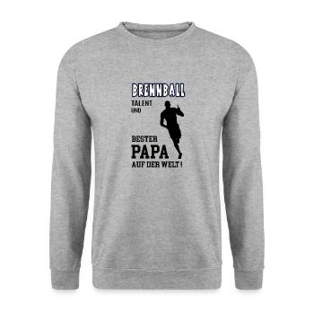 Brennball Spieler Brennballer Papa Vater Mann - Unisex Pullover - Weißgrau meliert - Vorne - Alina (178cm) & Michal (187cm)