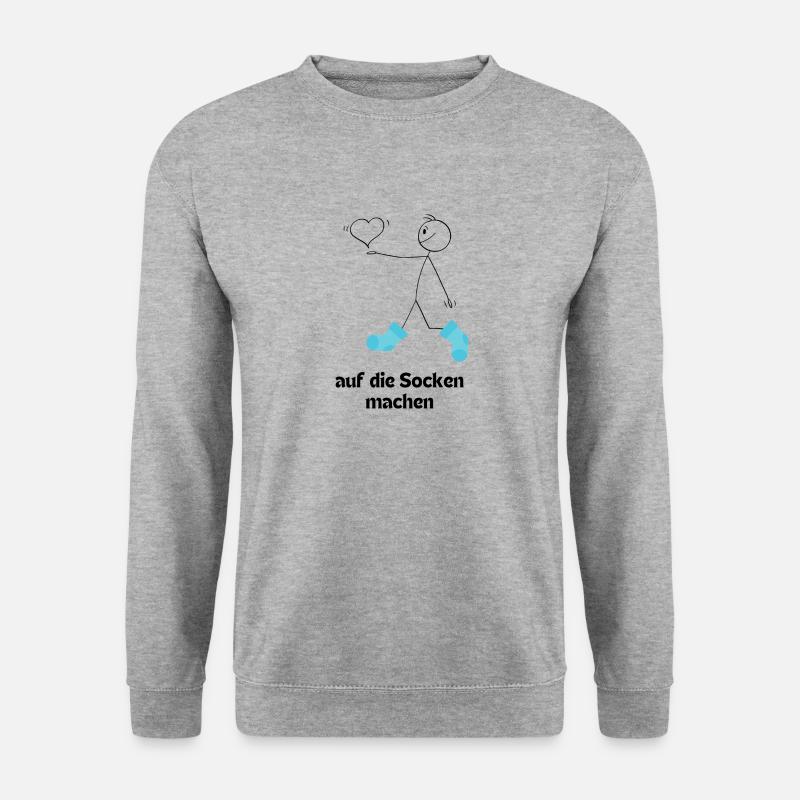 Strichmännchen macht sich auf die Socken - Unisex Pullover - Weißgrau meliert