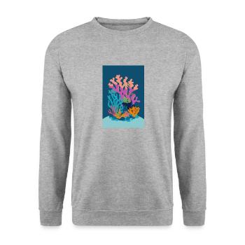 Korallen - Unisex Pullover - Weißgrau meliert - Vorne - Alina (178cm) & Michal (187cm)
