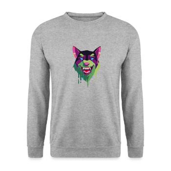 Loup abstact, loup - Sweat-shirt Unisexe - gris chiné - Devant - Alina (178cm) & Michal (187cm)