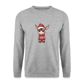 Esel Weihnachten Comic - Unisex Pullover - Weißgrau meliert - Vorne - Alina (178cm) & Michal (187cm)