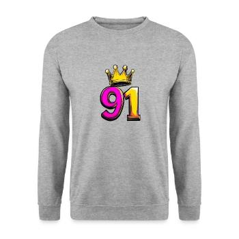 91 Number Crown - Unisex Sweatshirt - salt & pepper - Front - Alina (178cm) & Michal (187cm)