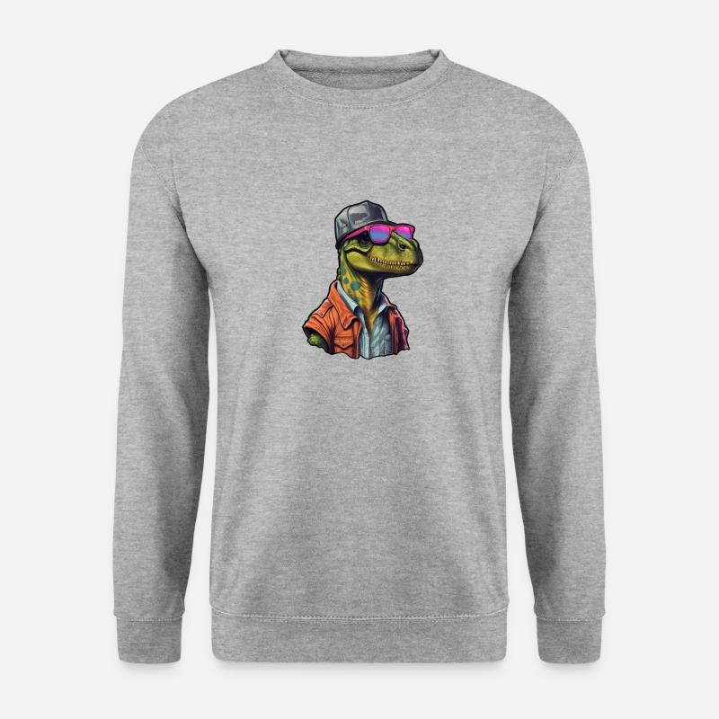 Retro Dino-Style - Unisex Pullover - Weißgrau meliert