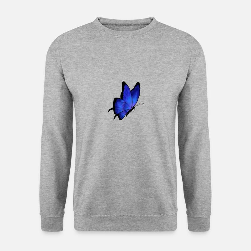 Schmetterling Blau - Unisex Pullover - Weißgrau meliert