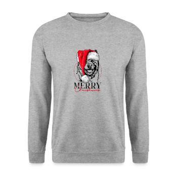 Père Noël américain Akita joyeux Noël chien Wilsigns - Sweat-shirt Unisexe - gris chiné - Devant - Alina (178cm) & Michal (187cm)