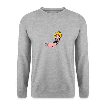 Happy Würstchen - Unisex Pullover - Weißgrau meliert - Vorne - Alina (178cm) & Michal (187cm)