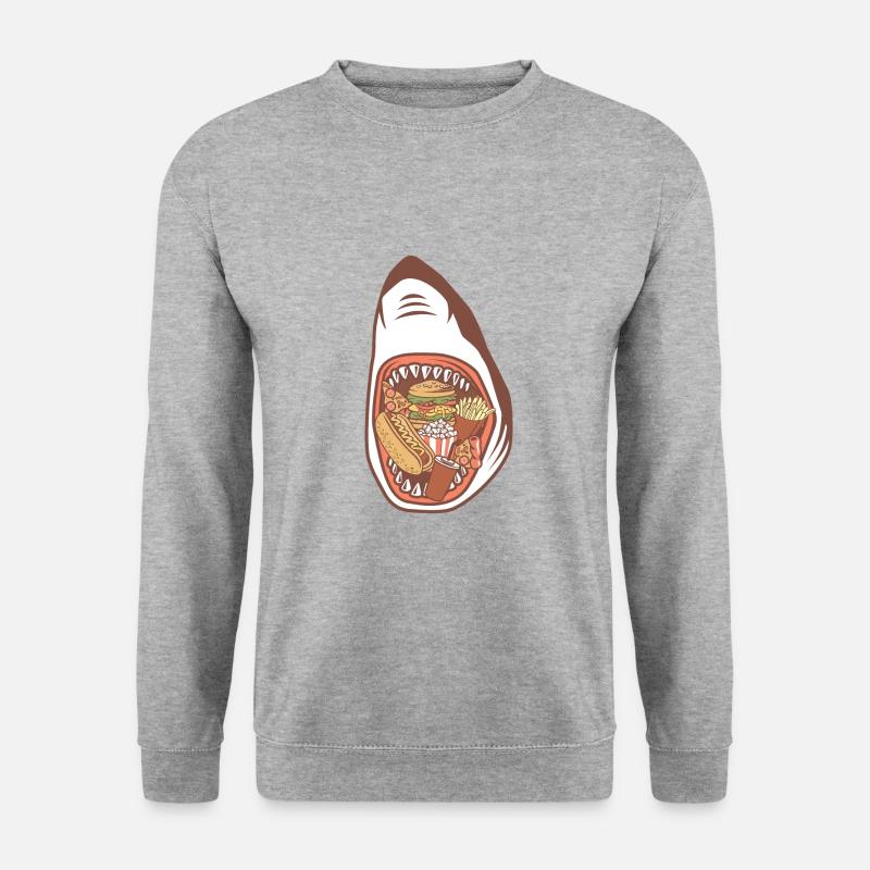 Hai Fast Food - Unisex Pullover - Weißgrau meliert