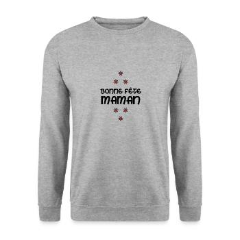 SCHÖNEN MUTTERTAG. Mama. MUTTERTAG. ICH LIEBE DICH - Unisex Pullover - Weißgrau meliert - Vorne - Alina (178cm) & Michal (187cm)