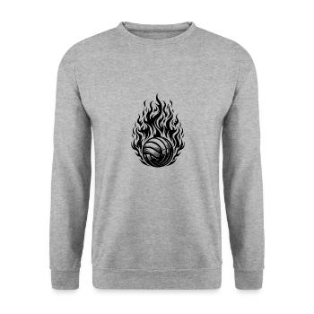 Heisser Trainingsball Volleyball Flammen - Unisex Pullover - Weißgrau meliert - Vorne - Alina (178cm) & Michal (187cm)