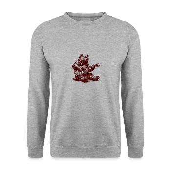 Bear Playing Guitar Funny Wild Animal Guitarist - Unisex Sweatshirt - salt & pepper - Front - Alina (178cm) & Michal (187cm)