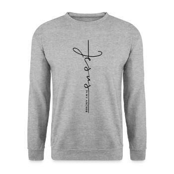 Jesus is my Anchor (Jesus ist mein Anker) - Unisex Pullover - Weißgrau meliert - Vorne - Alina (178cm) & Michal (187cm)
