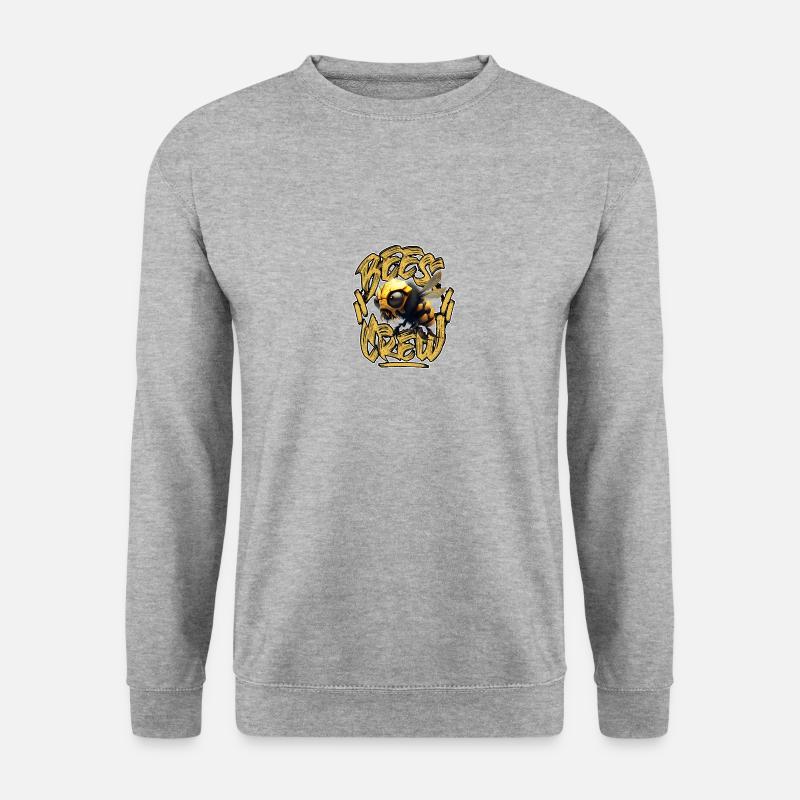3d Biene CREW 2023gold - Unisex Pullover - Weißgrau meliert