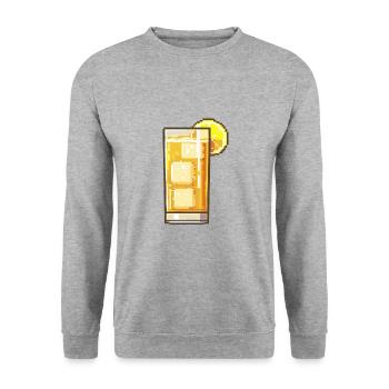 Red wine pixel wine glass - Unisex Sweatshirt - salt & pepper - Front - Alina (178cm) & Michal (187cm)