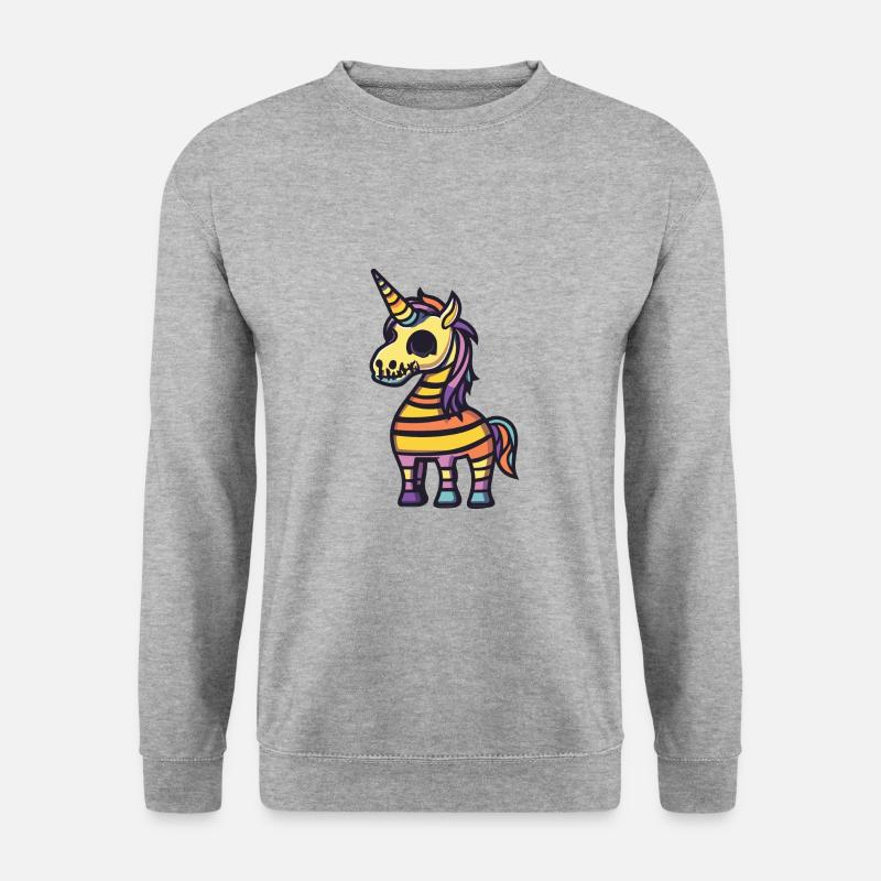 Einhorn Halloween Comic Zombie - Unisex Pullover - Weißgrau meliert