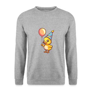 Ente Geburtstag Baby - Unisex Pullover - Weißgrau meliert - Vorne - Alina (178cm) & Michal (187cm)