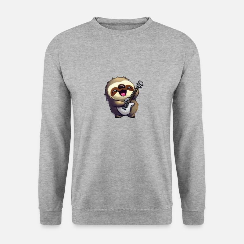 Faultier mit Gitarre - Unisex Pullover - Weißgrau meliert