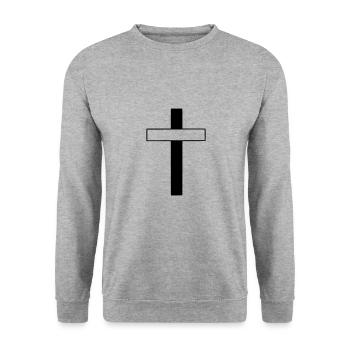 Cross Emoji Sketch Dessin Noir - Sweat-shirt Unisexe - gris chiné - Devant - Alina (178cm) & Michal (187cm)