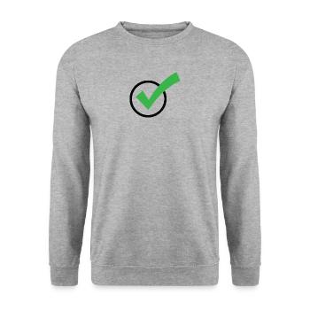 Ein Häkchen - Unisex Pullover - Weißgrau meliert - Vorne - Alina (178cm) & Michal (187cm)