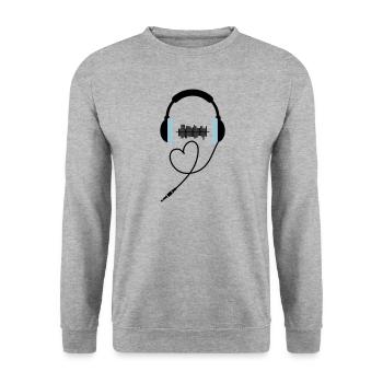 Headphones In Love for DJing - Unisex Pullover - Weißgrau meliert - Vorne - Alina (178cm) & Michal (187cm)