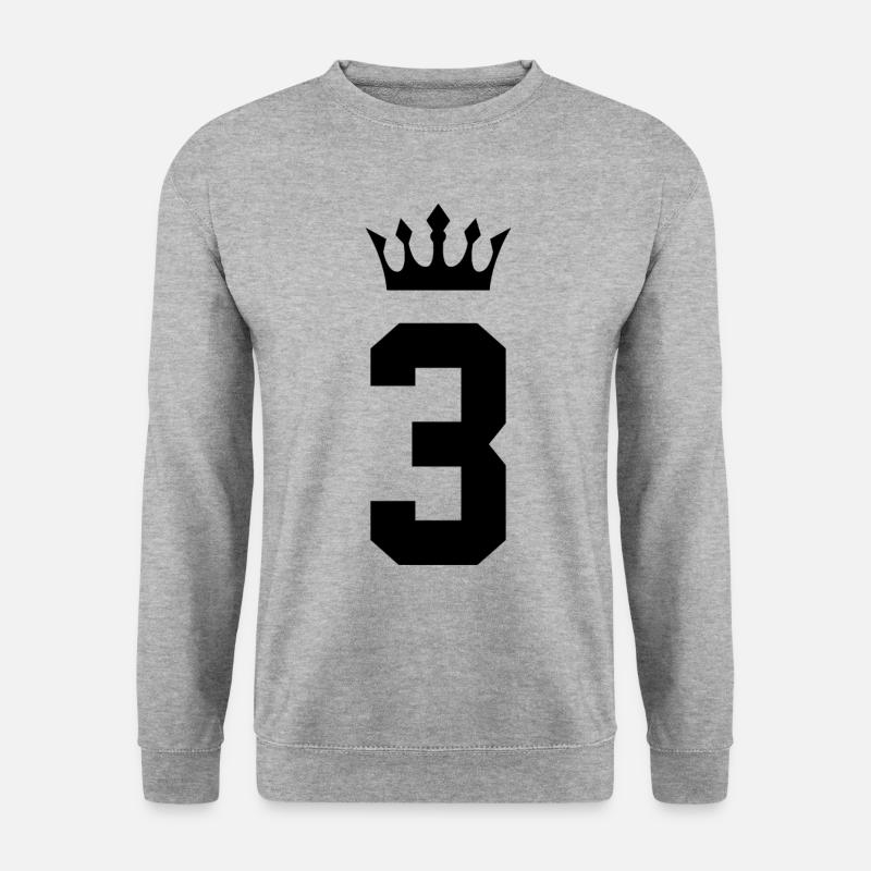 3 Zahl Krone - Unisex Pullover - Weißgrau meliert