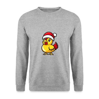 Hahn Weihnachten Niedlich - Unisex Pullover - Weißgrau meliert - Vorne - Alina (178cm) & Michal (187cm)