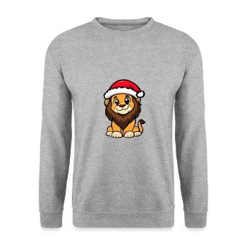 Lion Noël Mignon - Sweat-shirt Unisexe - gris chiné - Devant - Alina (178cm) & Michal (187cm)