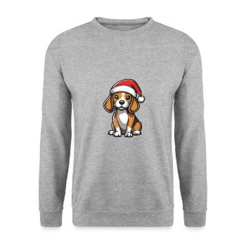 Beagle chien Noël mignon - Sweat-shirt Unisexe - gris chiné - Devant - Alina (178cm) & Michal (187cm)
