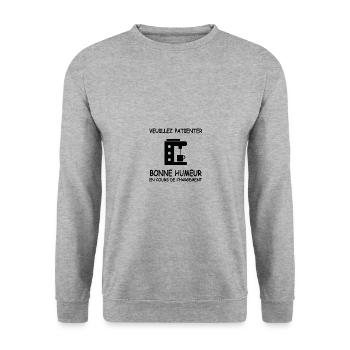 Bonne humeur en cours de chargement - Sweat-shirt Unisexe - gris chiné - Devant - Alina (178cm) & Michal (187cm)