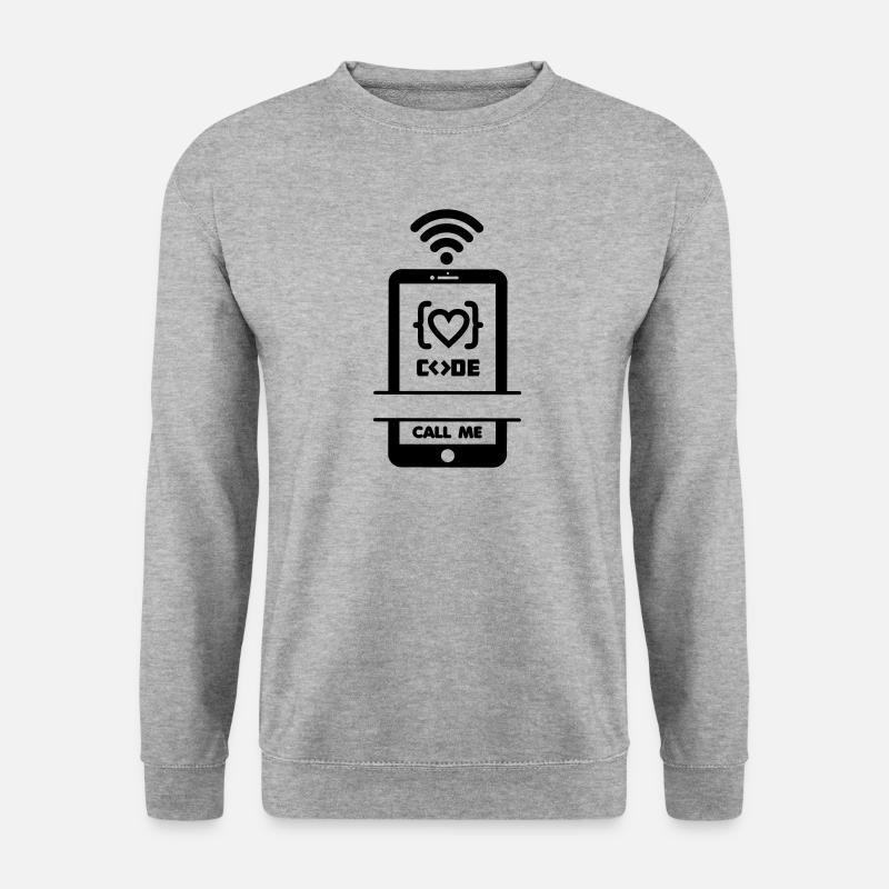 Codiste Appelez-moi code téléphone coeur - Sweat-shirt Unisexe - gris chiné