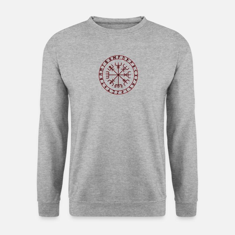 Wikinger Kompass -Vegvisir - Unisex Pullover - Weißgrau meliert