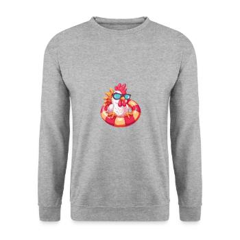 Hahn Comic Cool - Unisex Pullover - Weißgrau meliert - Vorne - Alina (178cm) & Michal (187cm)