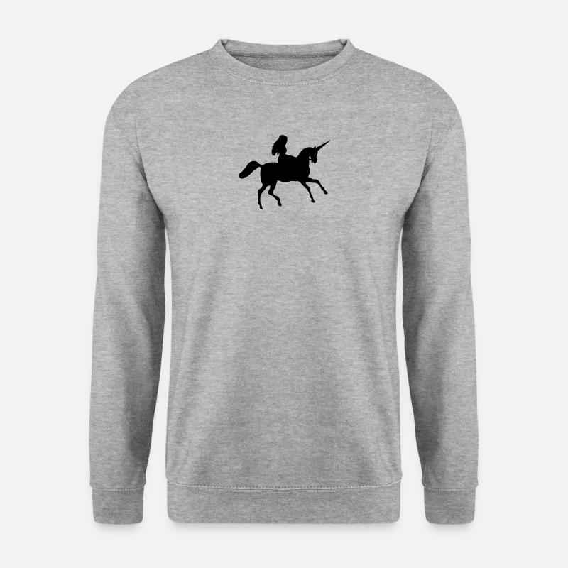 Einhorn Schwarz - Unisex Pullover - Weißgrau meliert
