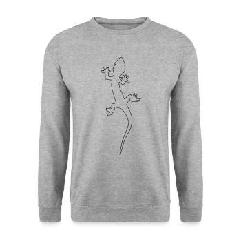 gecko lizard silhouette - Unisex Sweatshirt - salt & pepper - Front - Alina (178cm) & Michal (187cm)