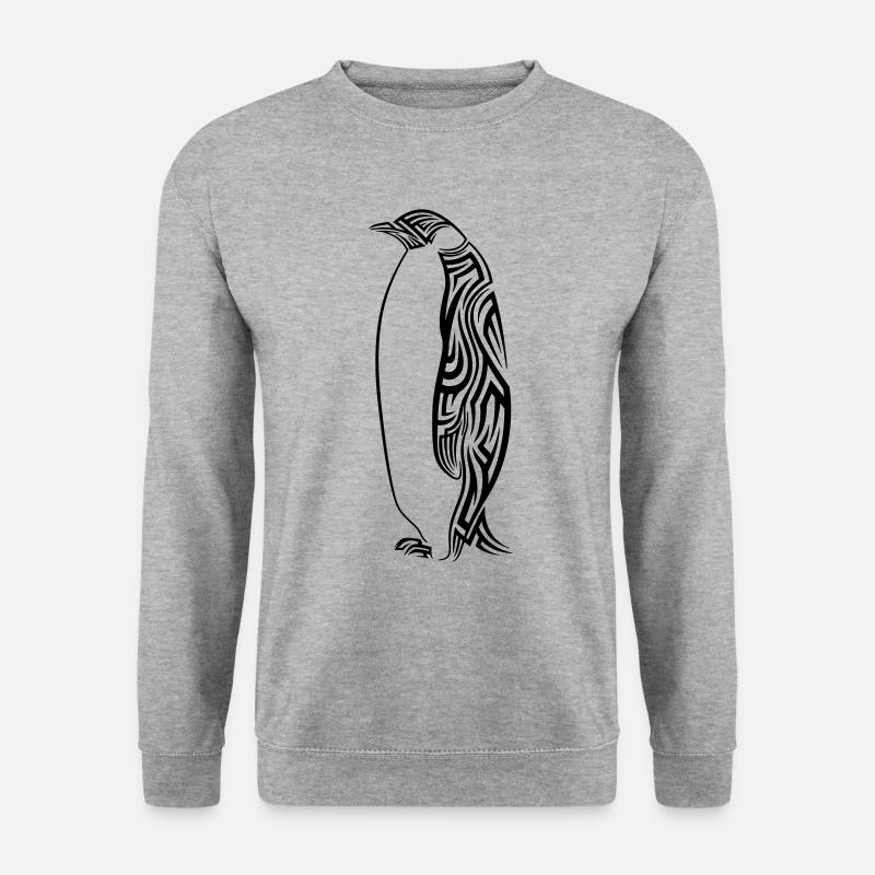Pinguin Tribal Tattoo - Unisex Pullover - Weißgrau meliert