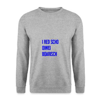 I red scho oiwei boarisch - Unisex Pullover - Weißgrau meliert - Vorne - Alina (178cm) & Michal (187cm)